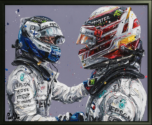 Paul Oz | Lewis Hamilton & Valtteri Bottas 2018 | Limited Edition F1 Canvas | 91 x 106cm | 50 Worldwide