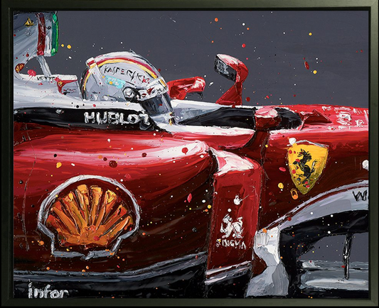 Paul Oz | Sebastian Vettel Ferrari | Limited Edition F1 Canvas | 91 x 106cm | 50 Worldwide