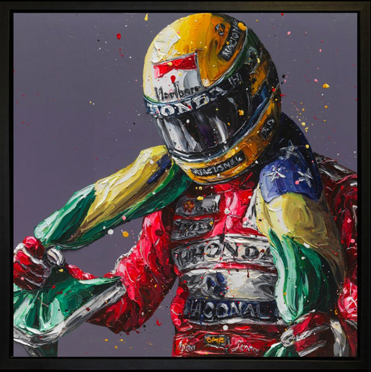 SENNA FLAG 25TH ANNIVERSARY – WALL OF CHAMPION’S BY PAUL OZ , F1 WALL OF CHAMPION'S